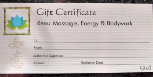 Renu massage manual gift certificate