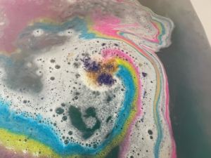Pansexual Pirate bath bomb colors in bath